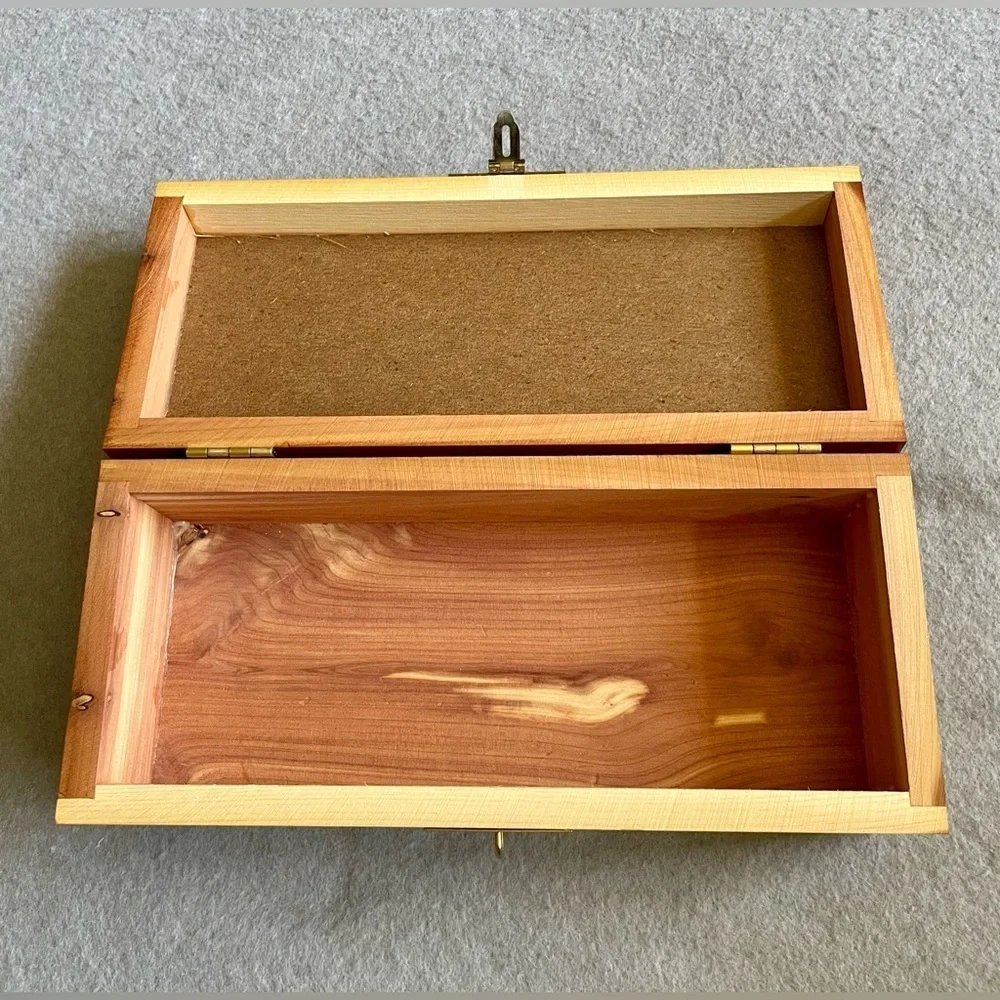 Wooden Deer Trinket Box 9.5” Wildlife Scene Rustic Lodge Decor Buck Forest Art